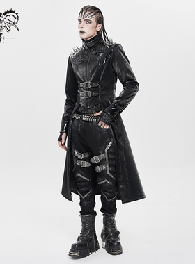 DevilFashion哥特风黑色长款皮衣外套CT268