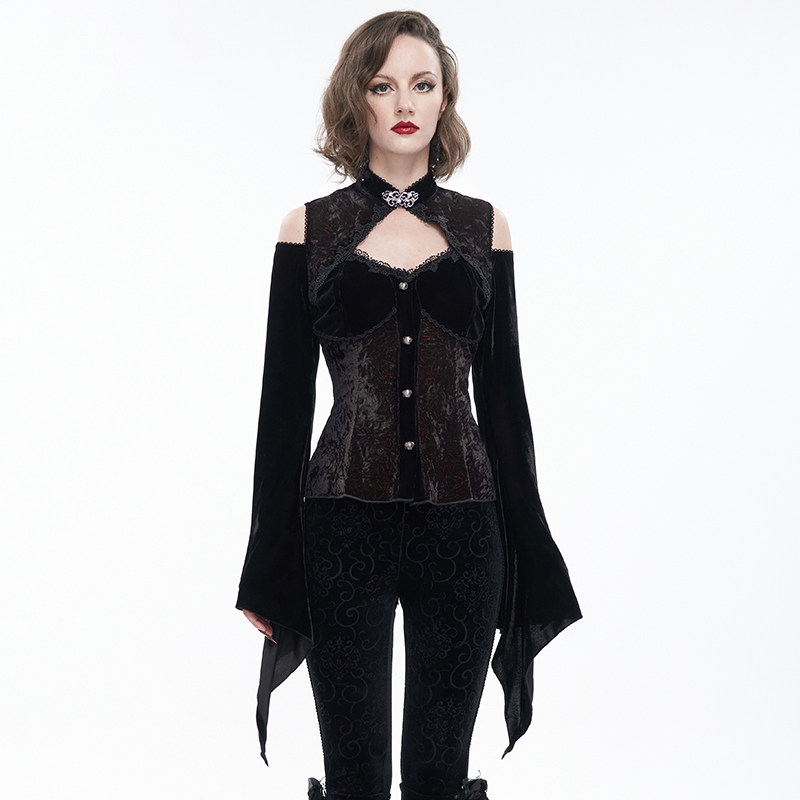 哥特宫廷绅士风衬衫长袖大摆袖小外套立领春秋季衬衣舞台表演服饰