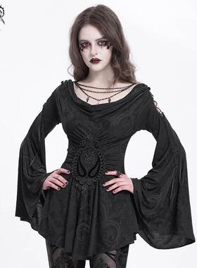 Devil Fashion恶魔时尚女装立体花肩位镂空哥特T恤 TT290