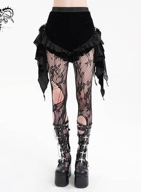 Devil Fashion恶魔时尚女装哥特暗黑花边拼接短裤包臀裤 PT255