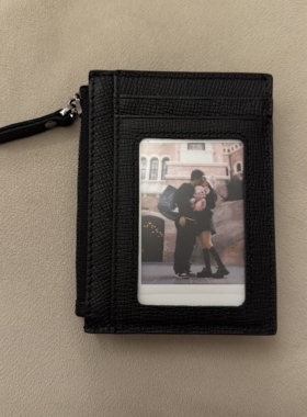 简约真皮卡包超薄迷你牛皮卡夹手推十字纹拉链小零钱包便携