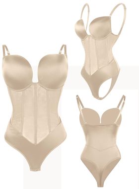 欧美吊带连体内衣塑身衣收腹束身衣露背塑形美体文胸紧身衣shaper