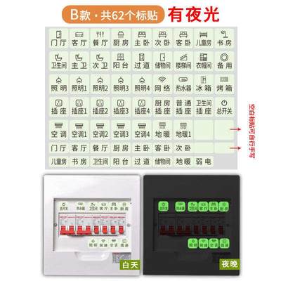 配电箱空气墙贴夜光提示贴开关总开关贴纸标示标识电闸家用标签贴