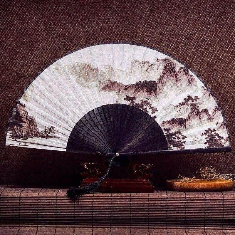 京剧扇面古典式图案古风扇子折扇女流苏古装书画古代装饰扇骨纸扇_虎窝淘