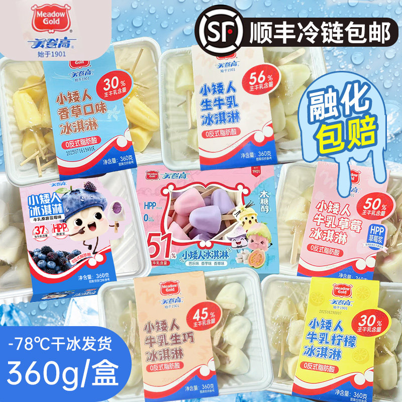 美登高小矮人冰淇淋生牛乳生巧香草莓柠檬桑葚蓝莓味儿童雪糕360g
