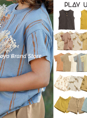 45清仓现货Play up23儿童宝宝夏季背心短袖短裤套装男童女童薄款