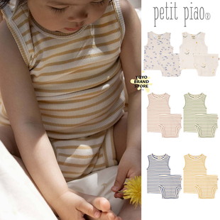 Petit piao夏季 宝宝儿童背心短裤 纯棉条纹 7折现货正品 套装 无袖