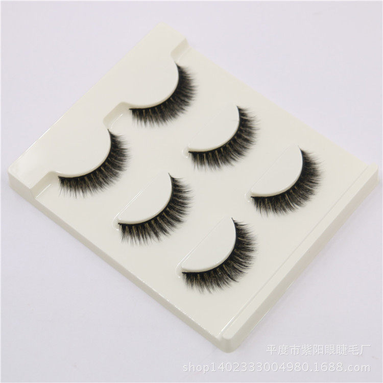 尚萌朵中长款立体假睫毛H-15自然逼真浓密多层纯手工磨尖眼睫毛