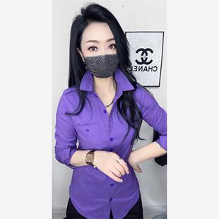 糖果色衬衫女长袖职业OL春夏2025新款时尚气质衬衣百搭显瘦上衣潮