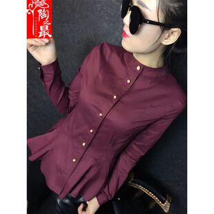 2025春夏新款时尚衬衫女显瘦衬衣立领弹力棉小衫百搭职业打底衫潮