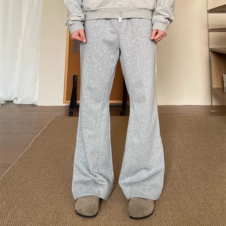 TWORED美式cleanfit解构弯刀微喇卫裤灰色vibe直筒休闲长裤子男女