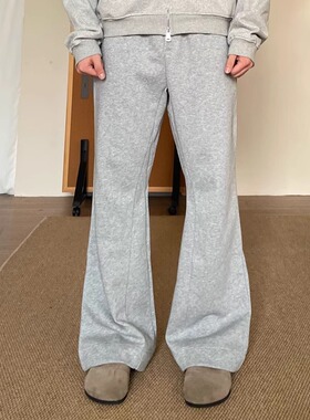 TWORED美式cleanfit解构弯刀微喇卫裤灰色vibe直筒休闲长裤子男女