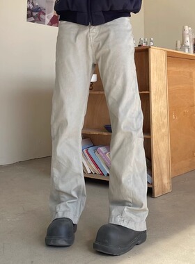 TWORED美式复古cleanfit脏灰色微喇休闲裤男女潮牌宽松直筒vibe裤