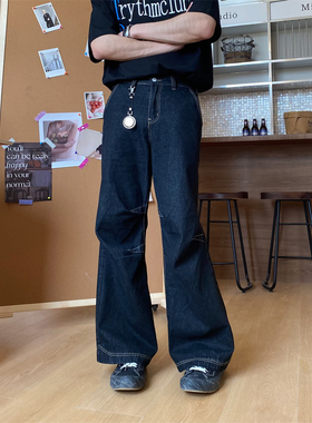 TWORED 美式复古街头vibe牛仔裤男潮流春季新款宽松直筒百搭裤子