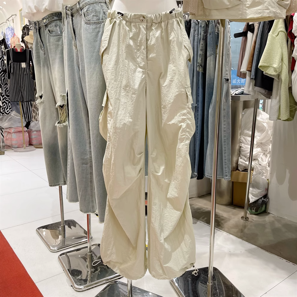 微胖mm300斤美式复古高腰显瘦工装裤女设计感百搭抽绳束脚阔腿裤,女装/女士精品,休闲裤,淘宝优惠券,粉丝福利购,淘宝优惠卷