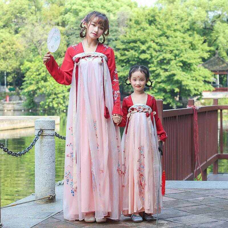 古装襦裙改良胸襦亲子装母子童装儿童演出服