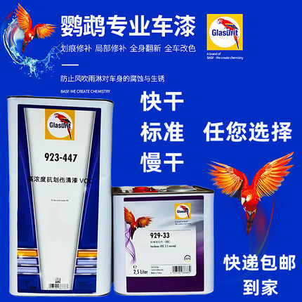 纯进口鹦鹉清漆447高浓度抗划伤透明亮油固化剂快干稀释剂车用VOC