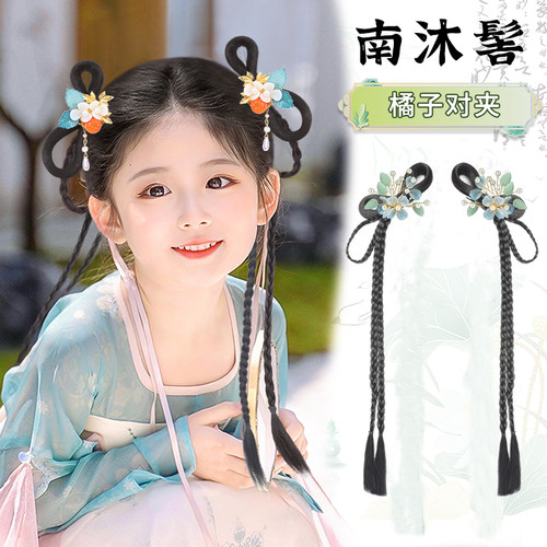 儿童汉服假发包古装一体式懒人发髻女童头饰古风盘发垫发演出造型