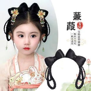 古装汉服假发女儿童一体式懒人发箍古风发髻日常盘发造型发包头饰