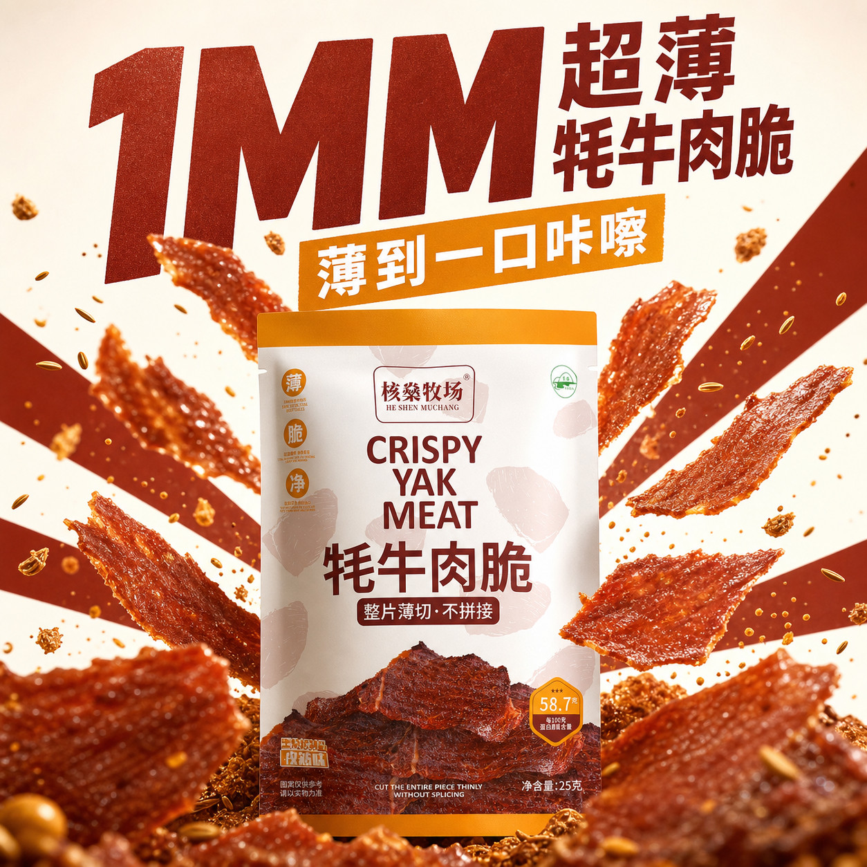 牛肉脆片解馋追剧休闲零食风干牛肉干薄切牦牛肉牛脆脆开袋即食品