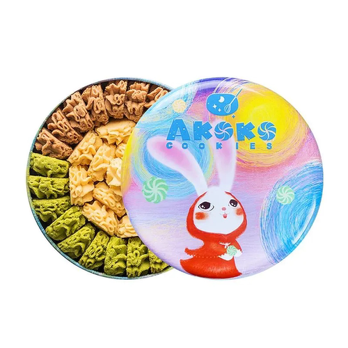 akoko曲奇饼干经典法式三拼原味抹茶咖啡草莓焦糖可可560g三味