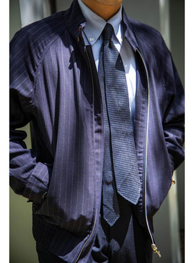 THE REFINERY联名商务夹克青年透气立领条纹长袖G9外套 铁马今歌