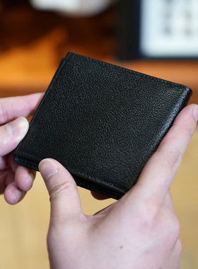 Ettinger Capra黑色短款钱包山羊皮男士真皮卡包男友生日节日礼物