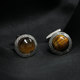 英国TateossianRT黑玛瑙圆形虎眼石宝石袖 扣男士 法式 正品 衬衫 礼物