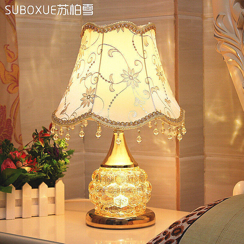 苏柏雪婚庆台灯卧室床头结婚创意时尚小欧式台灯玻璃床头灯金色款