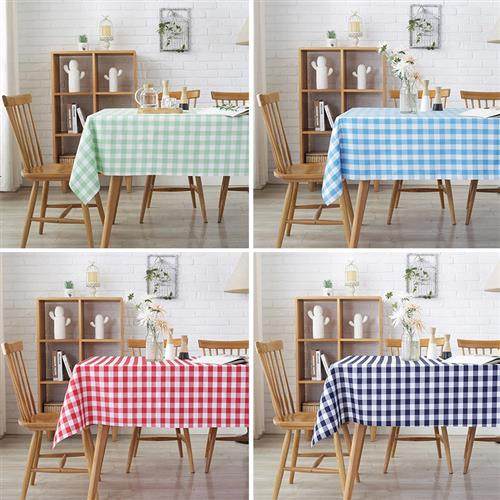 西贝莜面村同款桌布格子桌布长方形野餐布美式田园蓝色小方格网红