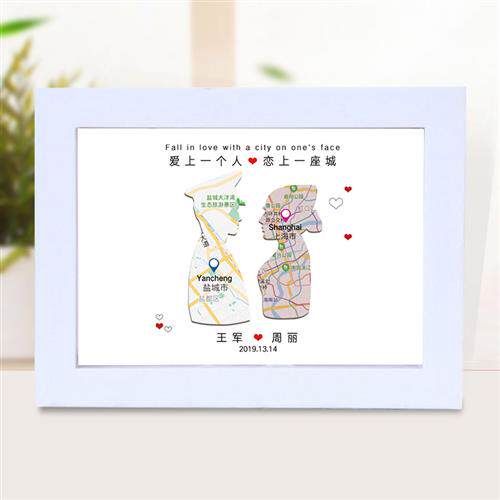 正品情侣异地军恋地图画定制送兵哥走心惊喜创意diy手工周年纪念