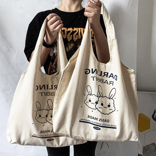 韩版ins大容量帆布包大学生上课