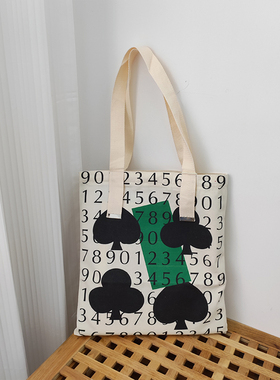 轻帆字母绿色撞色帆布包学生简约单肩手提大容量韩版文艺小众个性