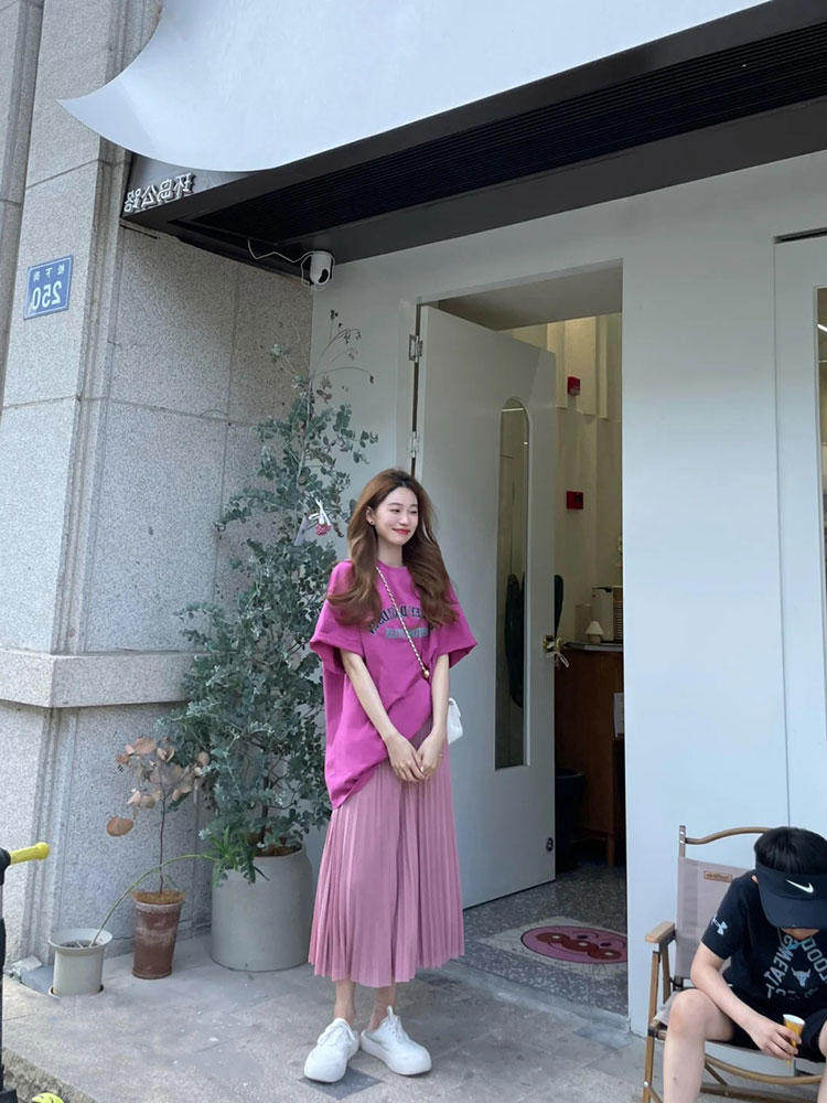 고급 청순하고 달콤한 여성복 청량한 소금 스타일 인터넷 연예인 패셔니스타 반소매 스커트 여름용 투피스 슈트