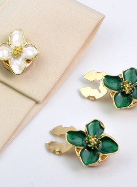 button cover 珍珠水钻衬衣袖扣纽扣盖滴油花朵领扣钻饰扣纽扣套