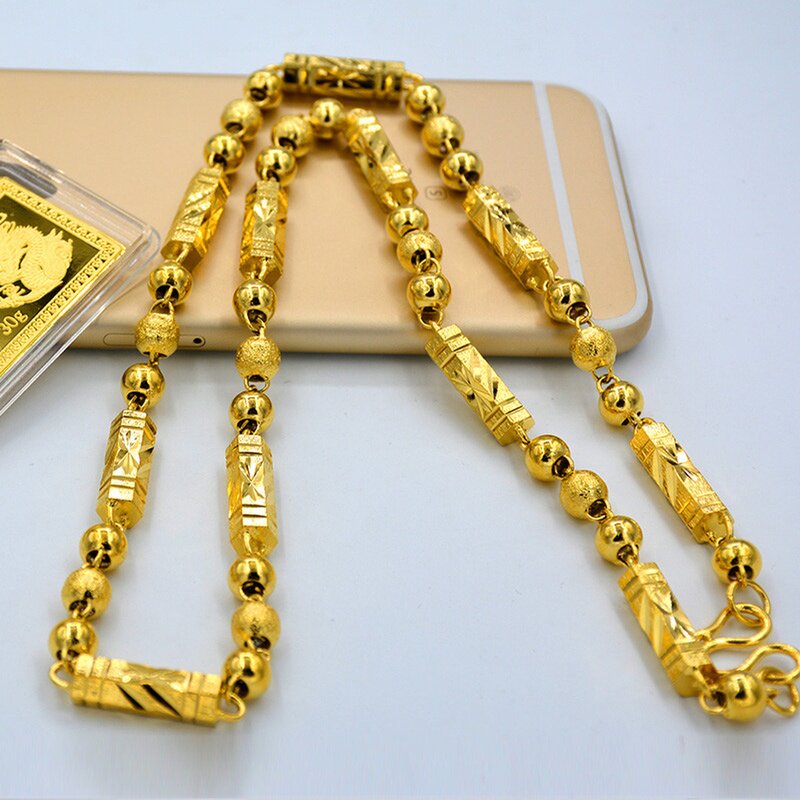 越南沙金项链男24k久不掉色欧币黄金色沙金首饰越南正品男士项链%
