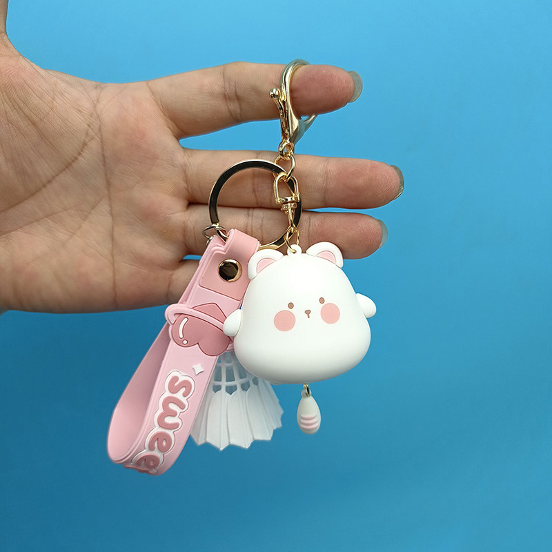 可爱猫咪羽毛球挂件钥匙扣男女潮流熊猫情侣礼品羽毛球包挂饰奖品