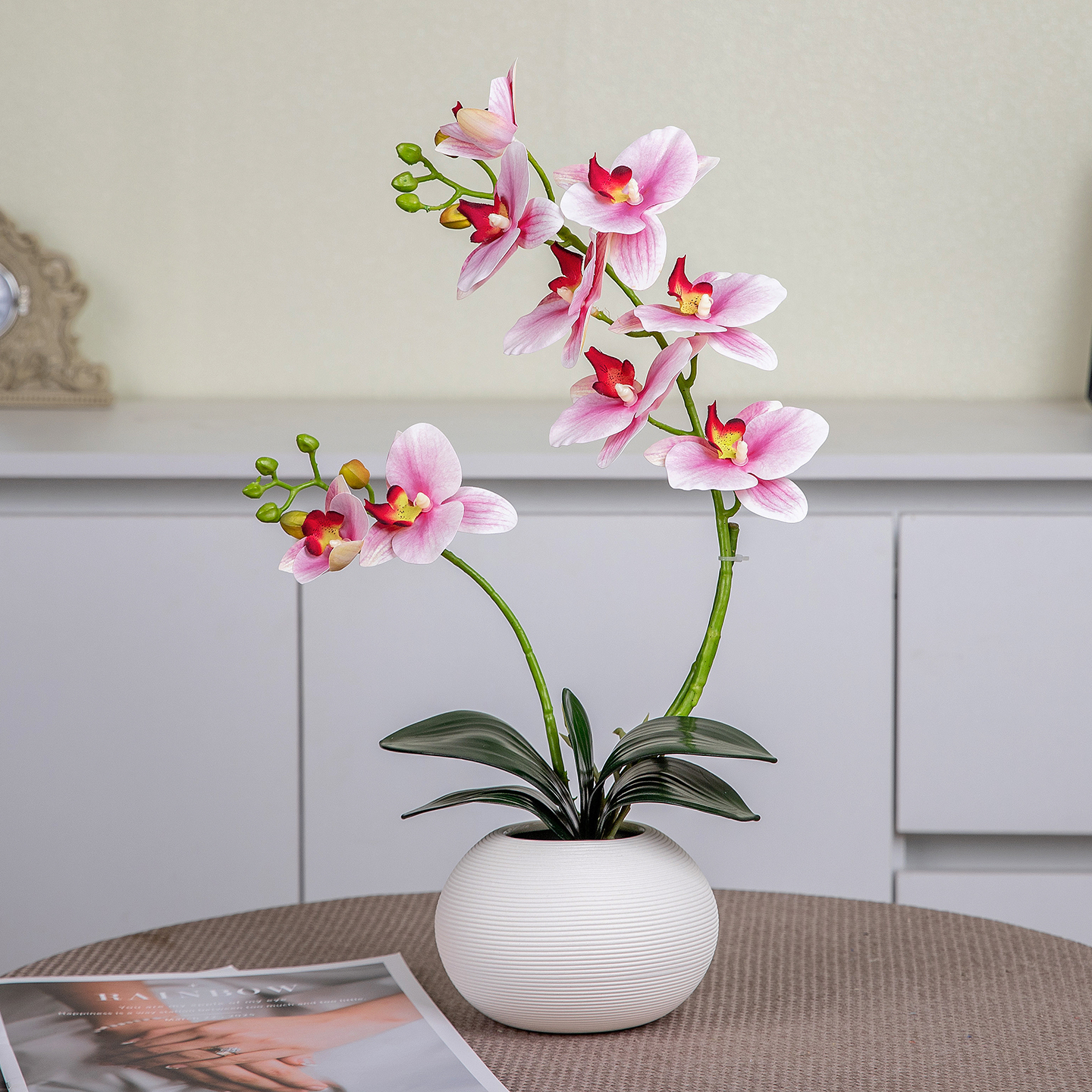 蝴蝶兰仿真花艺套装摆件创意客厅餐桌桌面假花小盆栽装饰摆设假花