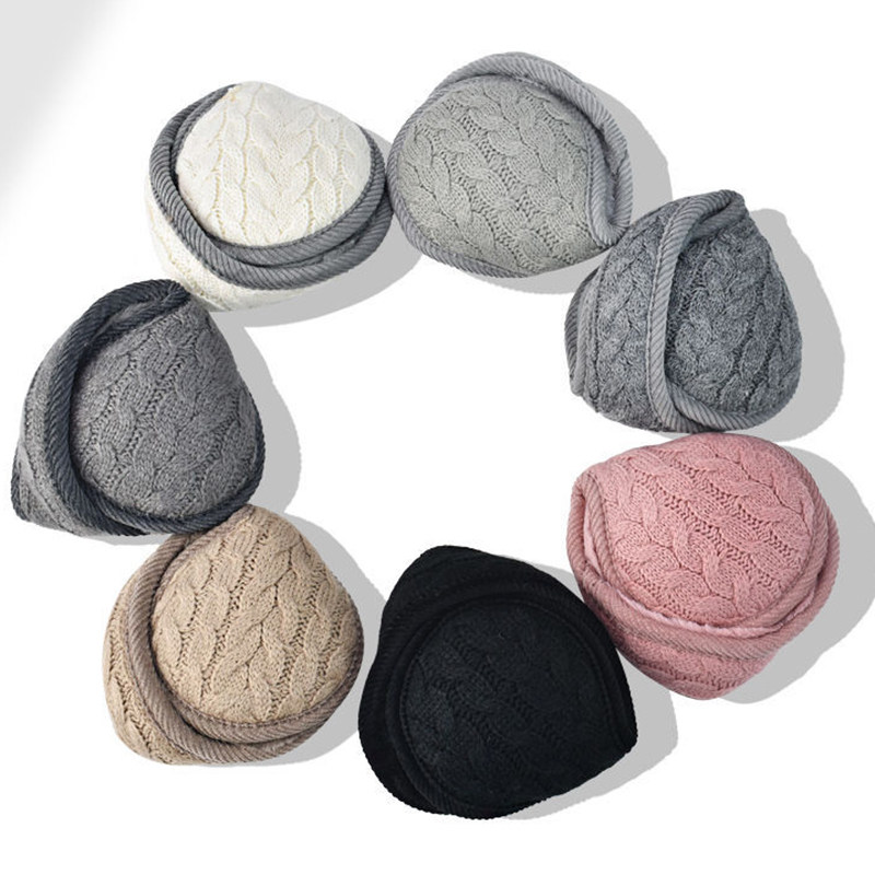 男女通用毛线针织麻花保暖耳罩