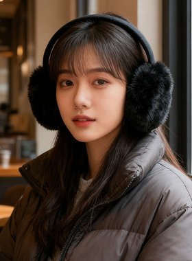 毛绒耳套女秋冬保暖防寒耳罩显脸小百搭护耳黑色耳捂韩式柔软型