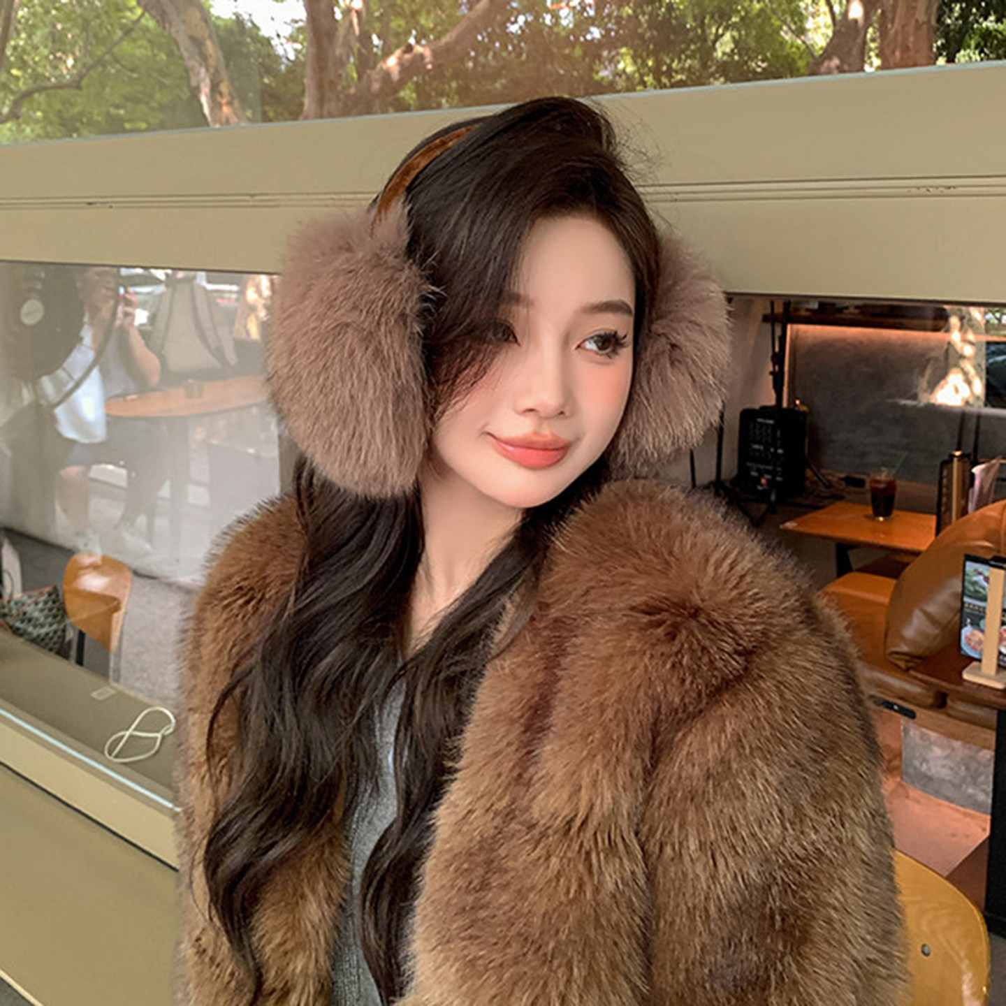 冬季真毛绒耳套保暖防寒显脸小