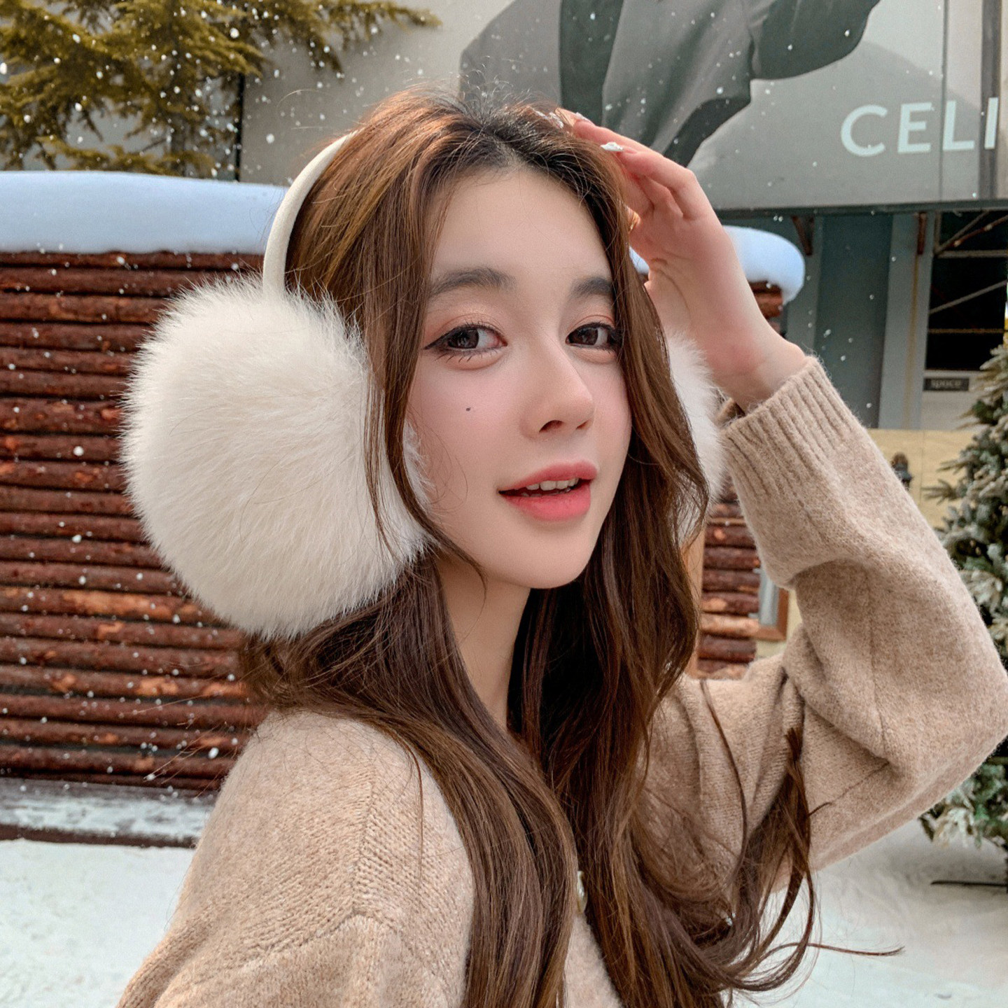 冬季可爱毛绒保暖耳套女款