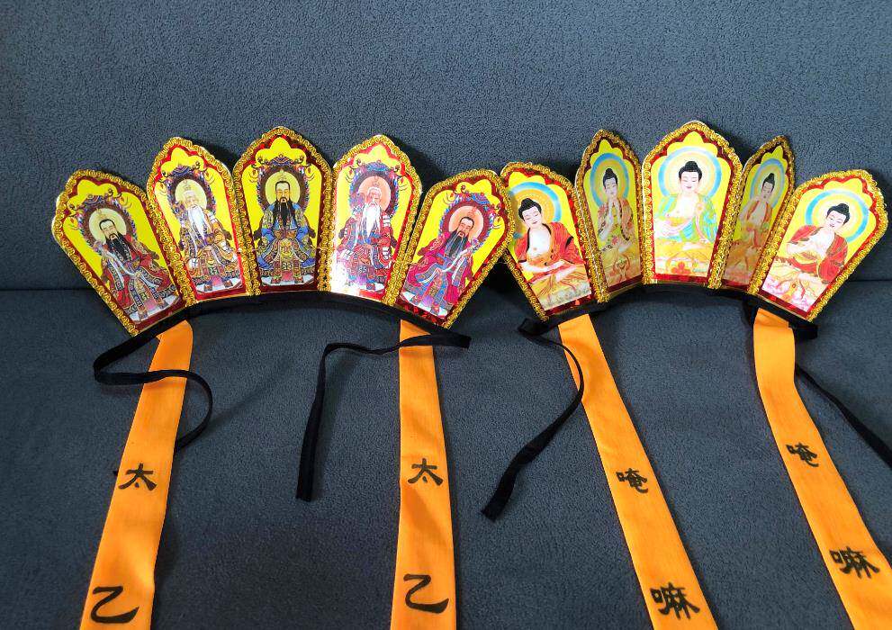 厂家直销五官牌佛法帽毗卢帽毗罗帽佛帽五佛冠五老冠包邮