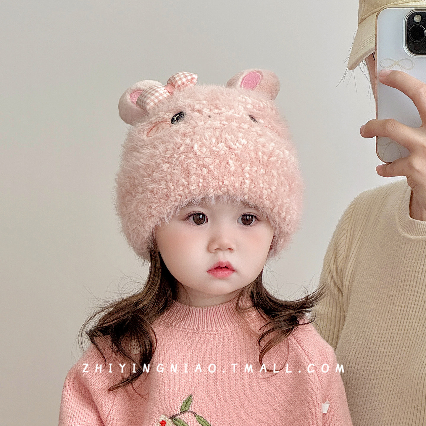 儿童帽子秋冬季男女童卡通小狗针织帽宝宝套头保暖加绒防风护耳帽,童装/婴儿装/亲子装,多件套 帽子、围巾、手套等组合,淘宝优惠券,粉丝福利购,淘宝优惠卷