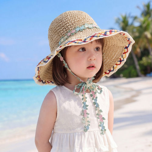 儿童防晒帽夏薄款外出海边沙滩帽