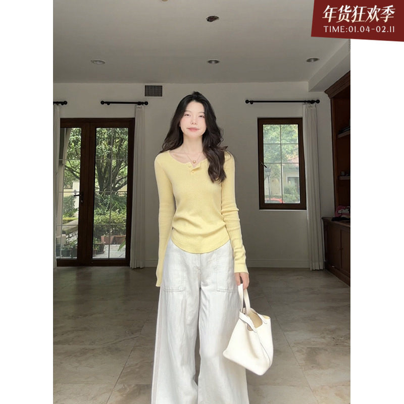 郭九九呢 桑蚕丝羊毛温柔风长袖针织毛衣秋季百搭上衣阔腿长裤女,女装/女士精品,时尚套装,淘宝优惠券,粉丝福利购,淘宝优惠卷