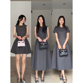 郭九九呢 西装 气质名媛无袖 新款 连衣裙 收腰显瘦背心公主裙夏季
