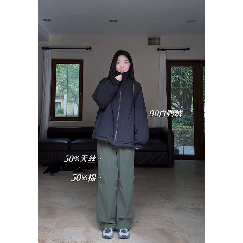 郭九九呢休闲套装羽绒外套工装裤