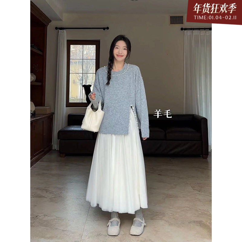 郭九九呢温柔氛围感套装女初春羊毛重工亮片珍珠毛衣加绒百搭半裙,女装/女士精品,时尚套装,淘宝优惠券,粉丝福利购,淘宝优惠卷