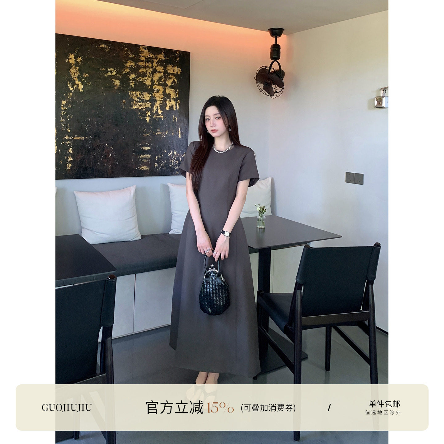 收腰显瘦短袖公主裙连衣裙图片
